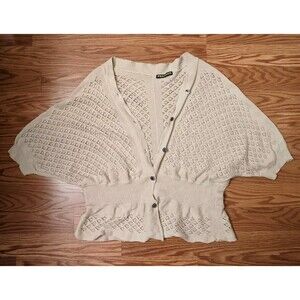 Frapbois Button Crochet Knit Cardigan One Size Balletcore Boho Cottage Peasant